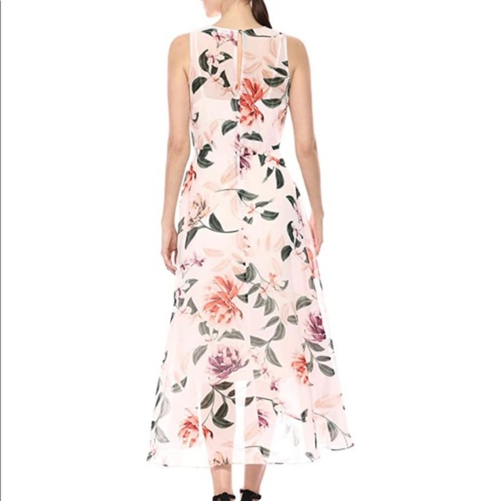 Calvin Klein Floral Chiffon V-neck Dress - Picture 2 of 16